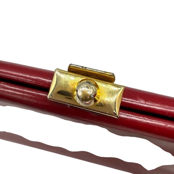 Vintage Rolfs Leather Top Handle Bag Women's Cherry Red Retro Classic - Picture 7 of 13